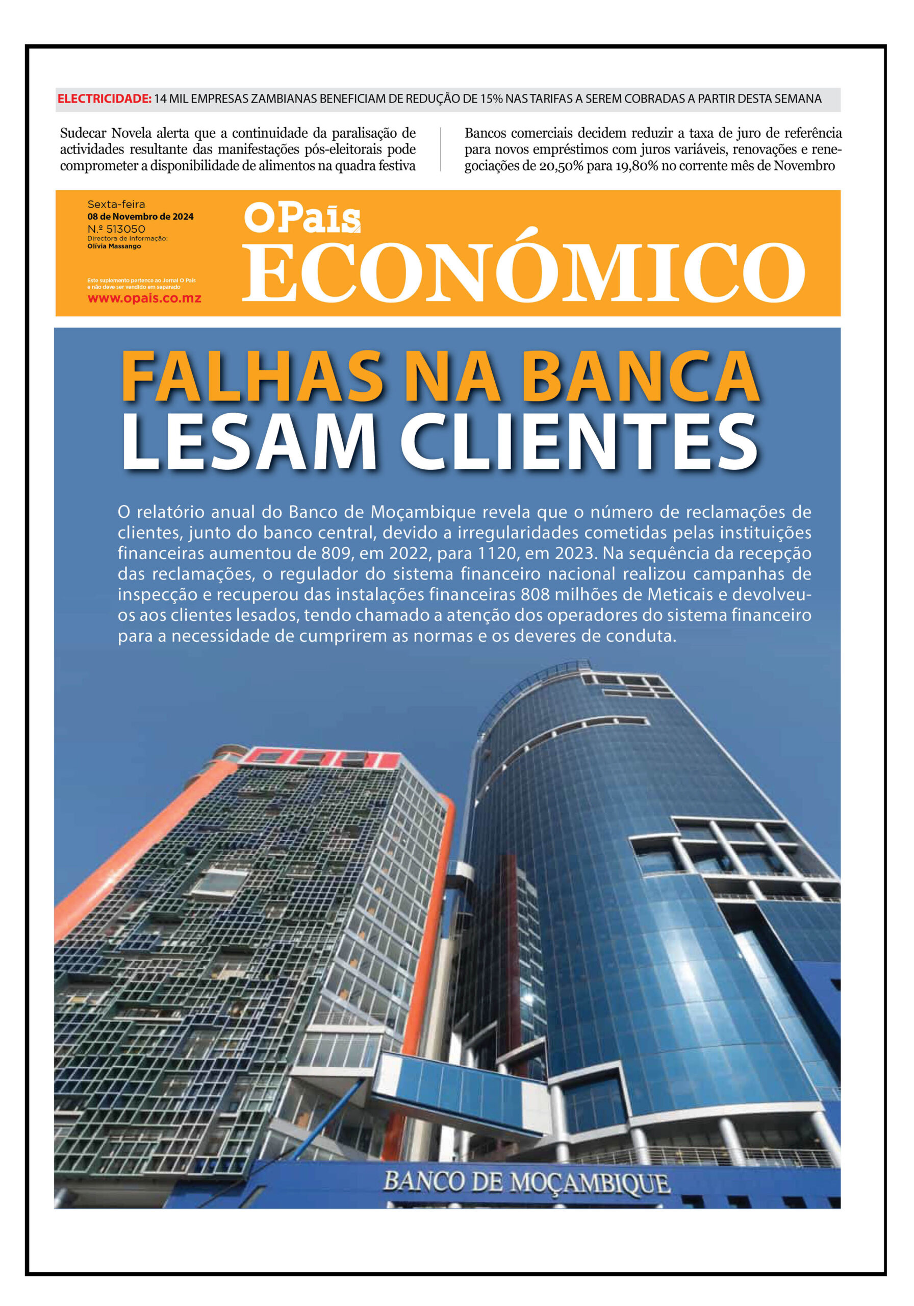 CAPA DO JORNAL ECONÓMICO 8.11.2024